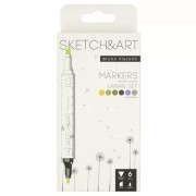 Маркер скетч Набор 6 цветов двусторонний пулевидный, скошенный, Sketch&Art Архитектура 3-гранный корпус, картонная упаковка 22-0081/02 Bruno Visconti