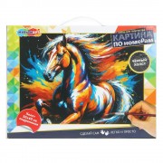 Картина по номерам холст на подрамнике 30х40 Лошадь черный холст CANV30X40-BLACK-123218 МультиАрт