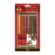 Карандаши цветные 12шт Polycolor Brown Line 6-гранные, заточенные, металлический пенал, блистер 3822012014BL Koh-I-Noor  327286